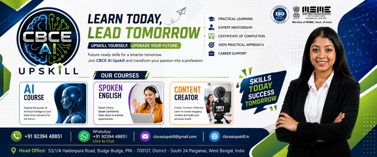 CBCE AI Upskill white poster — learn today, lead tomorrow